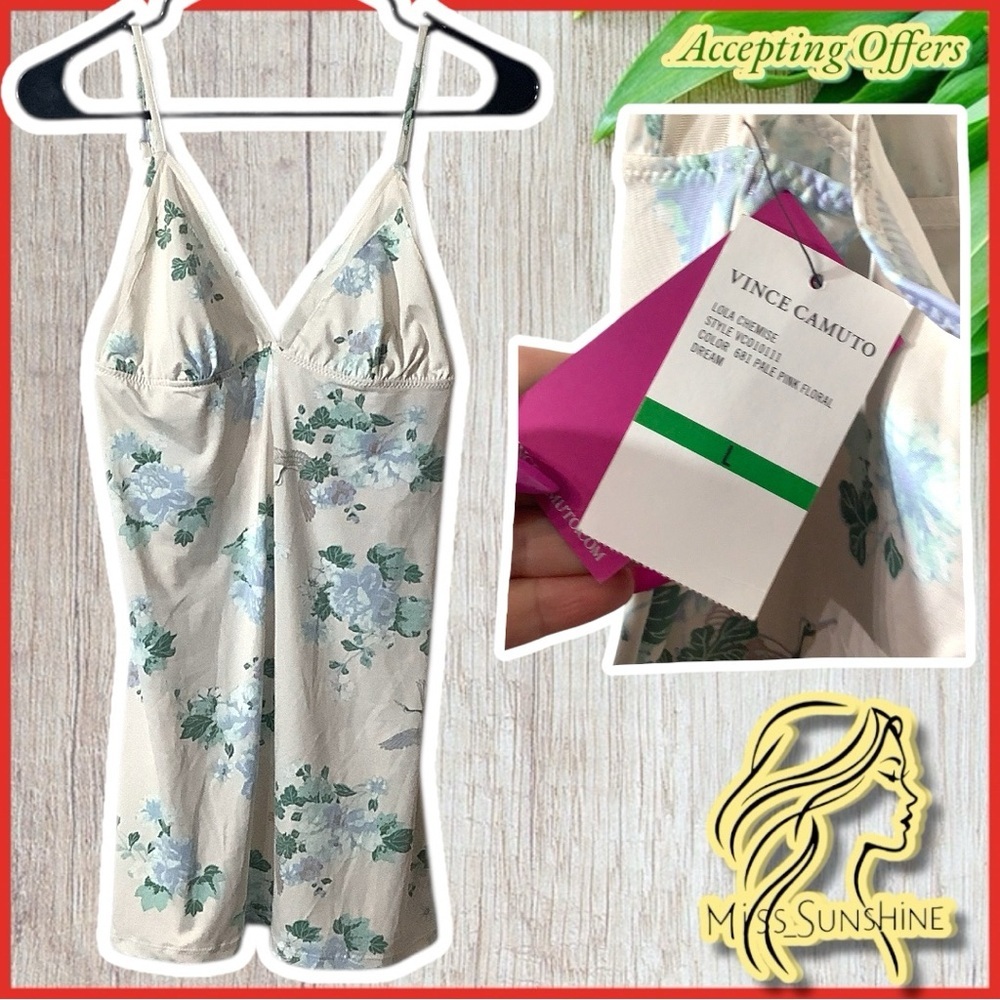 Vince Camuto NEW Sz L - LOLA Chemise VC010111 - Color 681 pale Pink Floral Dream